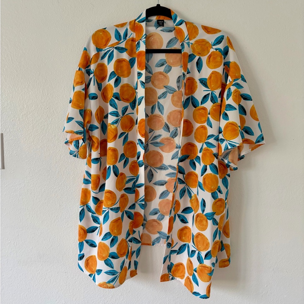 Orange Print Kimono